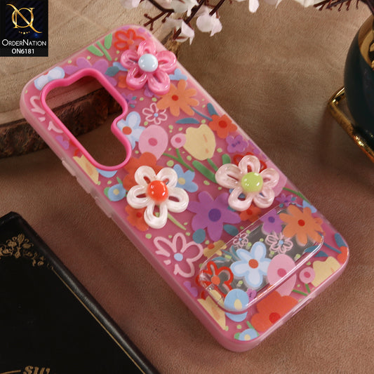 itel S26 Ultra Cover - Pink - 3D Daisy & Blossom Shockproof Case with Mirror