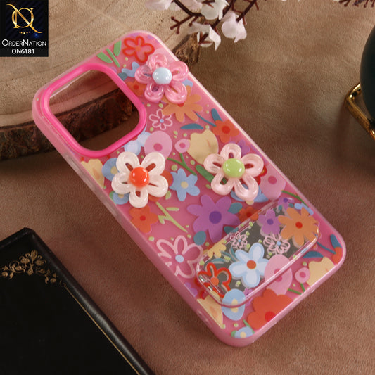 Oppo Reno 15F Cover - Pink - 3D Daisy & Blossom Shockproof Case with Mirror