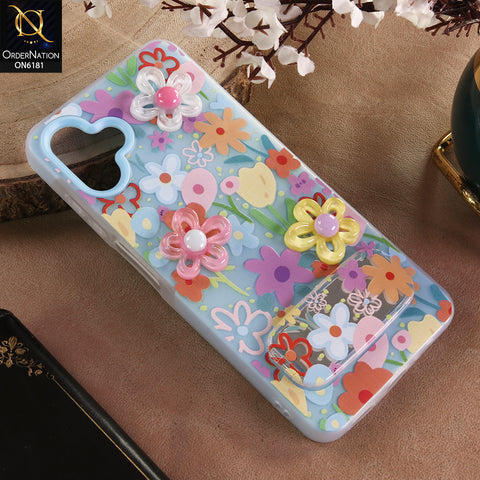 Samsung Galaxy A06 Cover - Blue - 3D Daisy & Blossom Shockproof Case with Mirror