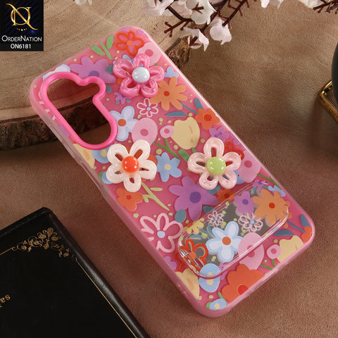 Samsung Galaxy A17 Cover - Pink - 3D Daisy & Blossom Shockproof Case with Mirror