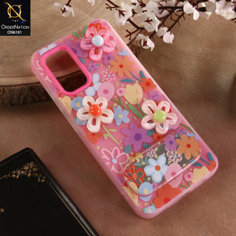 Samsung Galaxy A32 Cover - Pink - 3D Daisy & Blossom Shockproof Case with Mirror