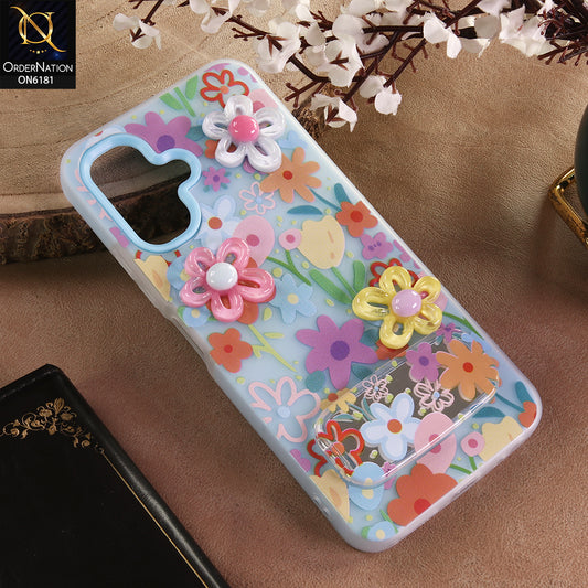 Infinix Smart 10 Cover - Blue - 3D Daisy & Blossom Shockproof Case with Mirror