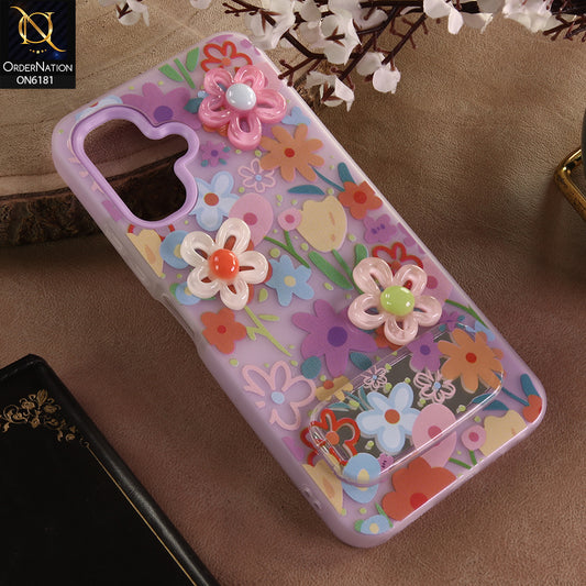 Infinix Smart 10 Cover - Purple - 3D Daisy & Blossom Shockproof Case with Mirror