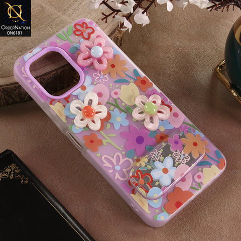 Tecno Spark Go 3 Cover - Purple - 3D Daisy & Blossom Shockproof Case with Mirror