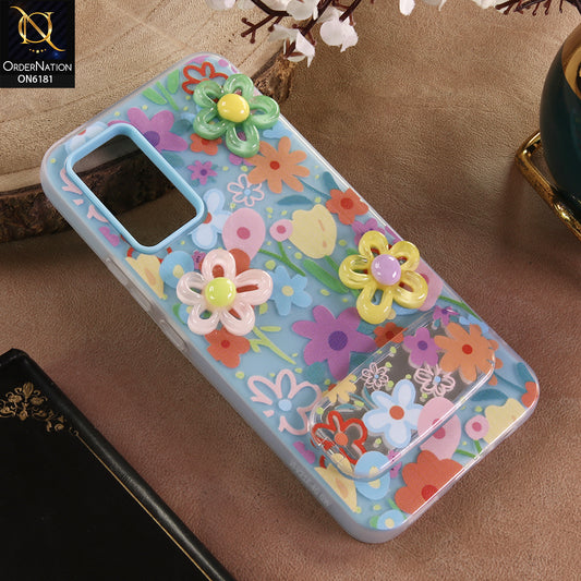 Vivo Y73 Cover - Blue - 3D Daisy & Blossom Shockproof Case with Mirror