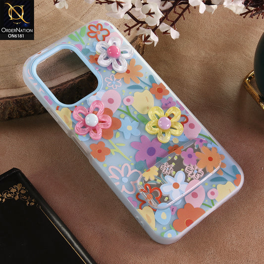 Vivo Y51 Pro Cover - Blue - 3D Daisy & Blossom Shockproof Case with Mirror