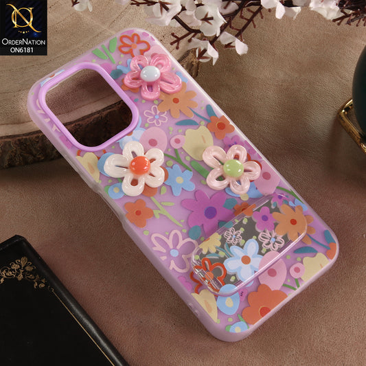 Vivo Y51 Pro Cover - Purple - 3D Daisy & Blossom Shockproof Case with Mirror