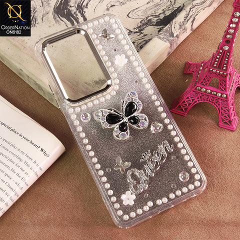 Samsung Galaxy S26 Ultra Cover - Black - Shiny Glitter Pearl Border Phone Case with Premium 3D Rhinestone Crown Style Back Cover