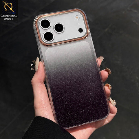 iPhone 17 Pro Cover - Black - Luxury Sparkle Glitter Gradient Phone Case with Electroplated Cover Protection Frame