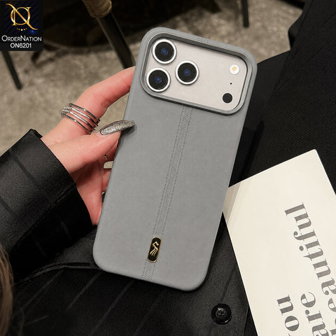 iPhone 17 Pro Max Cover - Gray - Premium Textured Leather Finish Protective Phone Case