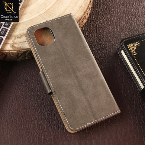 Oppo A16e Cover - Gray - Luxury Premium Leather Megantic Flip Book Covers With Card Holding Option