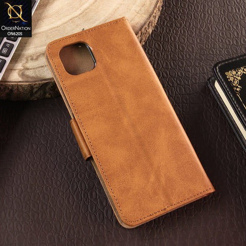 Oppo A16e Cover - Light Brown - Luxury Premium Leather Megantic Flip Book Covers With Card Holding Option