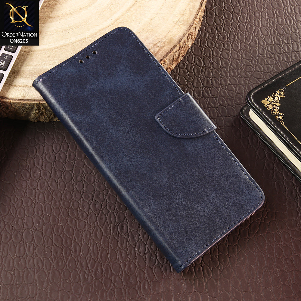 Xiaomi Redmi 12 Cover - Blue - Luxury Premium Leather Megantic Flip Book Covers With Card Holding Option