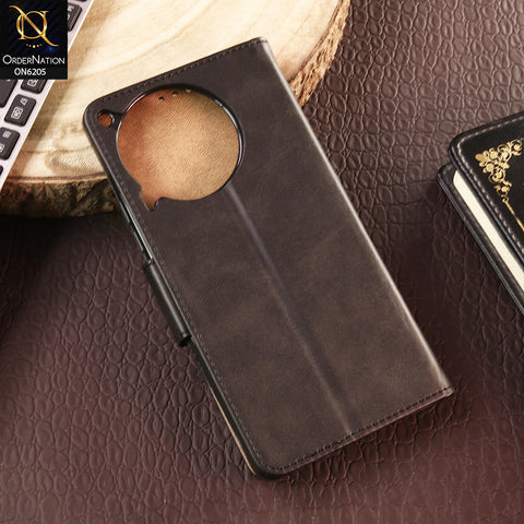 Tecno Camon 30 Cover - Black - Luxury Premium Leather Megantic Flip Book Covers With Card Holding Option