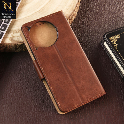 Tecno Camon 30 Cover - Dark Brown - Luxury Premium Leather Megantic Flip Book Covers With Card Holding Option