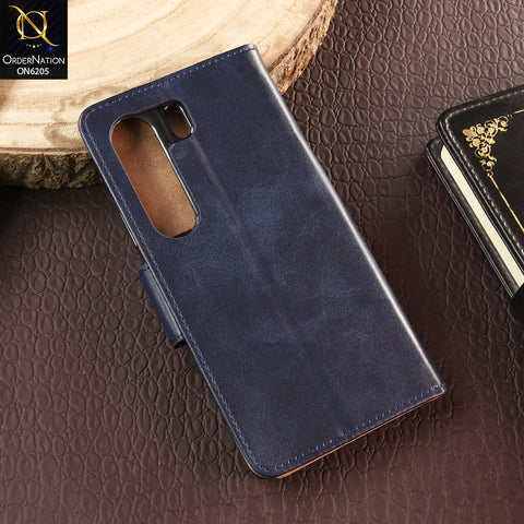 Tecno Camon 40 Cover - Blue - Luxury Premium Leather Megantic Flip Book Covers With Card Holding Option