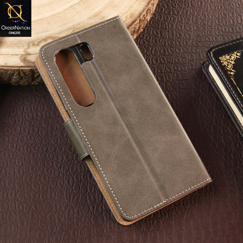 Tecno Camon 40 Cover - Gray - Luxury Premium Leather Megantic Flip Book Covers With Card Holding Option