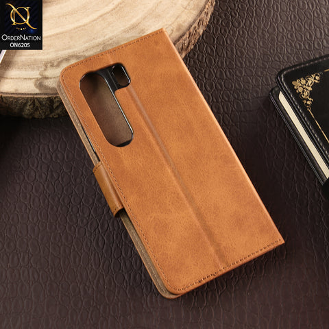 Tecno Camon 40 Cover - Light Brown - Luxury Premium Leather Megantic Flip Book Covers With Card Holding Option
