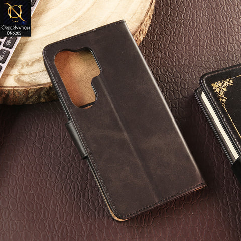 Tecno Camon 50 Ultra Cover - Black - Luxury Premium Leather Megantic Flip Book Covers With Card Holding Option