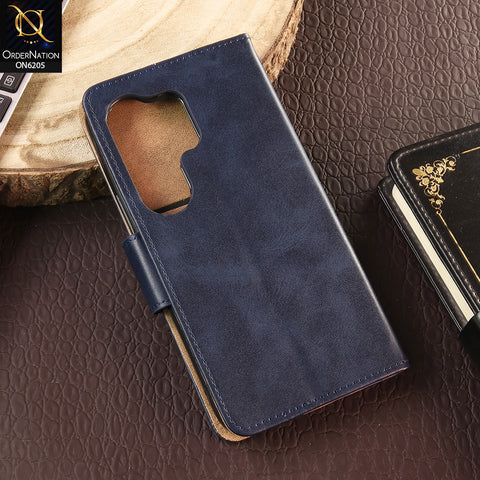 Tecno Camon 50 Ultra Cover - Blue - Luxury Premium Leather Megantic Flip Book Covers With Card Holding Option