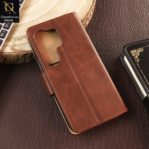 Tecno Camon 50 Pro 5G Cover - Dark Brown - Luxury Premium Leather Megantic Flip Book Covers With Card Holding Option