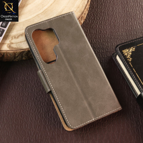 Tecno Camon 50 Pro 4G Cover - Gray - Luxury Premium Leather Megantic Flip Book Covers With Card Holding Option