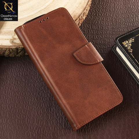 Tecno Camon 40 Cover - Dark Brown - Luxury Premium Leather Megantic Flip Book Covers With Card Holding Option