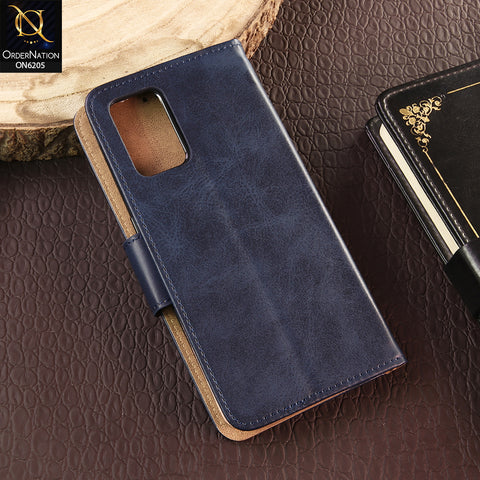 Oppo A74 Cover - Blue - Luxury Premium Leather Megantic Flip Book Covers With Card Holding Option