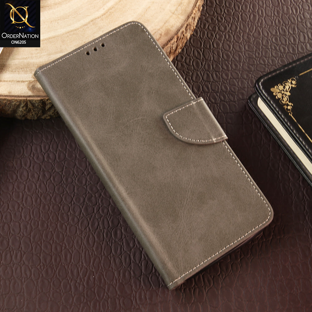 Tecno Camon 20 Pro Cover - Gray - Luxury Premium Leather Megantic Flip Book Covers With Card Holding Option