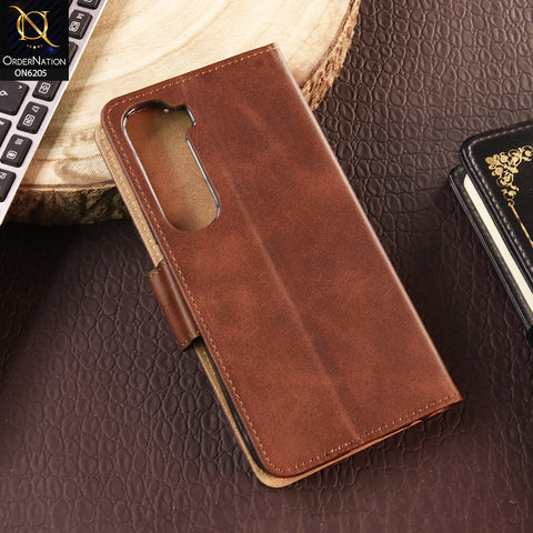 Infinix Hot 60 Cover - Dark Brown - Luxury Premium Leather Megantic Flip Book Covers With Card Holding Option