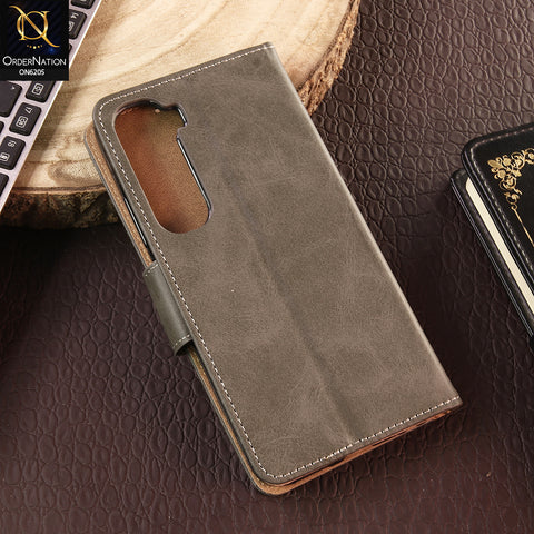 Infinix Hot 60 Cover - Gray - Luxury Premium Leather Megantic Flip Book Covers With Card Holding Option