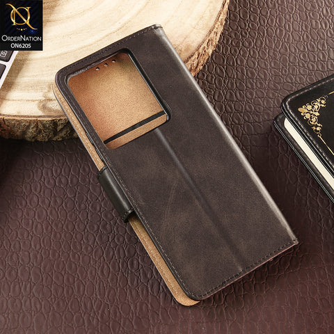 Infinix Note 30 Cover - Black - Luxury Premium Leather Megantic Flip Book Covers With Card Holding Option