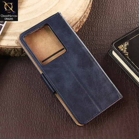 Infinix Note 30 Cover - Blue - Luxury Premium Leather Megantic Flip Book Covers With Card Holding Option