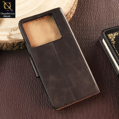 Infinix Note 40 Cover - Black - Luxury Premium Leather Megantic Flip Book Covers With Card Holding Option