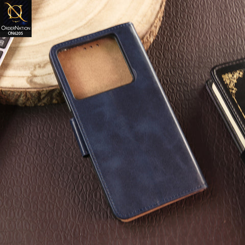 Infinix note40 40 Cover - Blue - Luxury Premium Leather Megantic Flip Book Covers With Card Holding Option