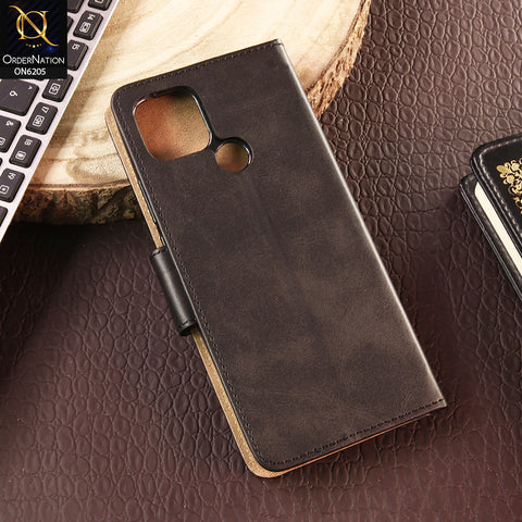 Oppo A35 Cover - Black - Luxury Premium Leather Megantic Flip Book Covers With Card Holding Option