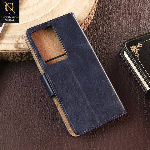 Oppo A5 4G Cover - Blue - Luxury Premium Leather Megantic Flip Book Covers With Card Holding Option