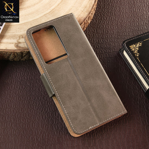 Oppo A5 4G Cover - Gray - Luxury Premium Leather Megantic Flip Book Covers With Card Holding Option