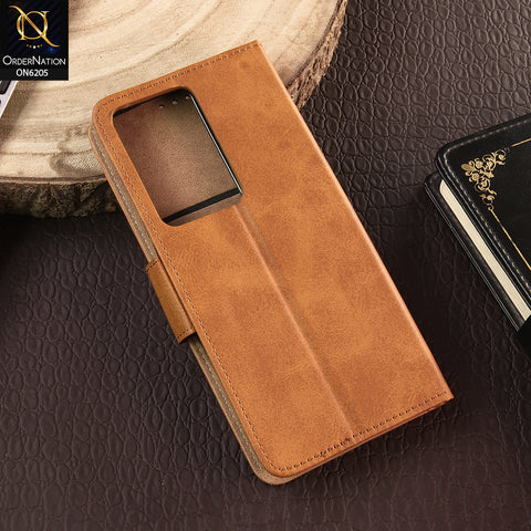 Oppo A5 4G Cover - Light Brown - Luxury Premium Leather Megantic Flip Book Covers With Card Holding Option