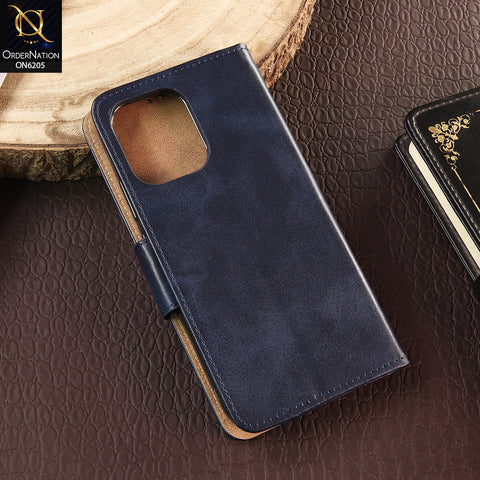 Oppo A6 Pro 4G Cover - Blue - Luxury Premium Leather Megantic Flip Book Covers With Card Holding Option