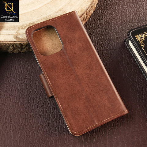Oppo A6 Pro 5G Cover - Dark Brown - Luxury Premium Leather Megantic Flip Book Covers With Card Holding Option