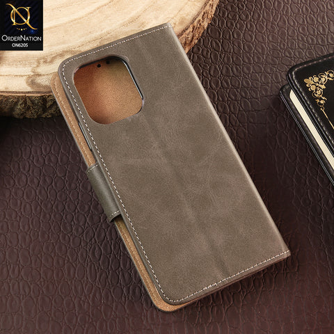 Oppo A6 Pro 4G Cover - Gray - Luxury Premium Leather Megantic Flip Book Covers With Card Holding Option