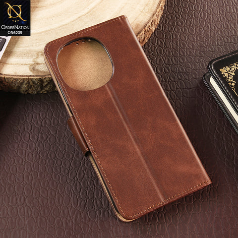 Tecno Pop 9 Cover - Dark Brown - Luxury Premium Leather Megantic Flip Book Covers With Card Holding Option