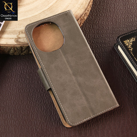 Tecno Pop 9 Cover - Gray - Luxury Premium Leather Megantic Flip Book Covers With Card Holding Option