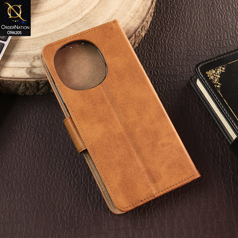 Tecno Pop 9 Cover - Light Brown - Luxury Premium Leather Megantic Flip Book Covers With Card Holding Option