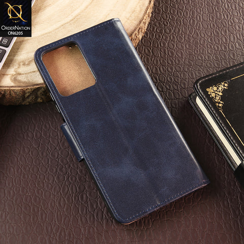 Xiaomi Redmi 12 Cover - Blue - Luxury Premium Leather Megantic Flip Book Covers With Card Holding Option