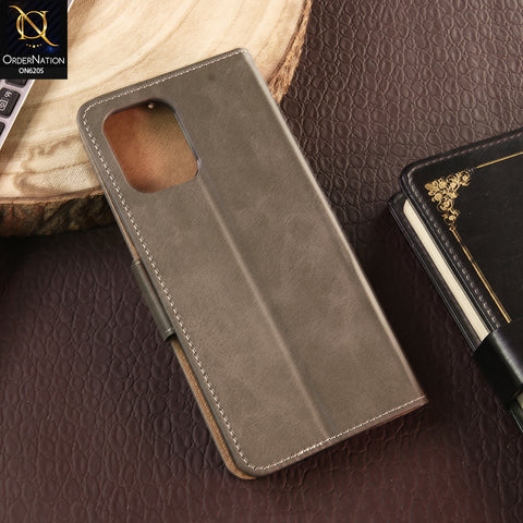Xiaomi Redmi 12 Cover - Gray - Luxury Premium Leather Megantic Flip Book Covers With Card Holding Option