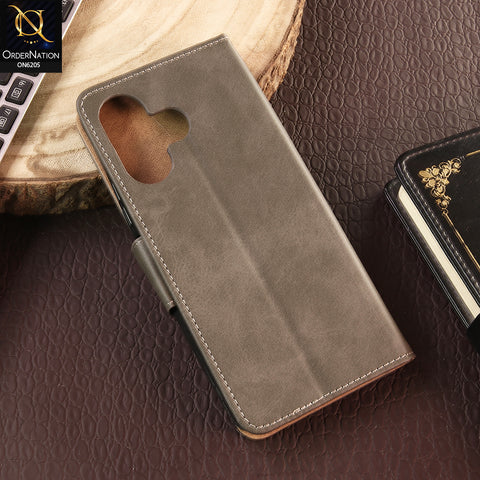 Xiaomi Redmi Note 13R Cover - Gray - Luxury Premium Leather Megantic Flip Book Covers With Card Holding Option