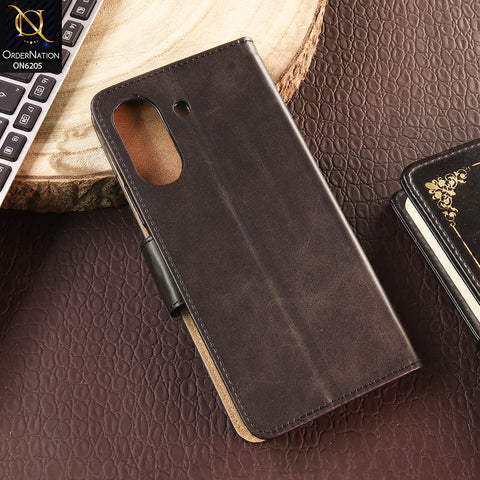 Xiaomi Poco C65 Cover - Black - Luxury Premium Leather Megantic Flip Book Covers With Card Holding Option