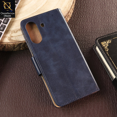 Xiaomi Poco C65 Cover - Blue - Luxury Premium Leather Megantic Flip Book Covers With Card Holding Option